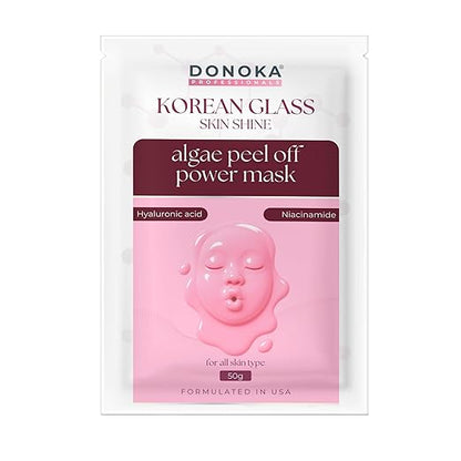 DONOKA Pro Korean Glass Skin Shine Algae Peel Off Power Rubber Masque | Hyarluronic acid + Niacinamide | 50gm | Skin Brightening & Hydrating Face Mask | Deep Cleansing | Natural Glow | Unisex Skincare for All Skin Types |
